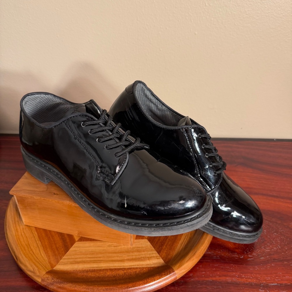 Rothco Mens Black Patent Leather Uniform Oxford Shoes 10R High Gloss Dress Shoes